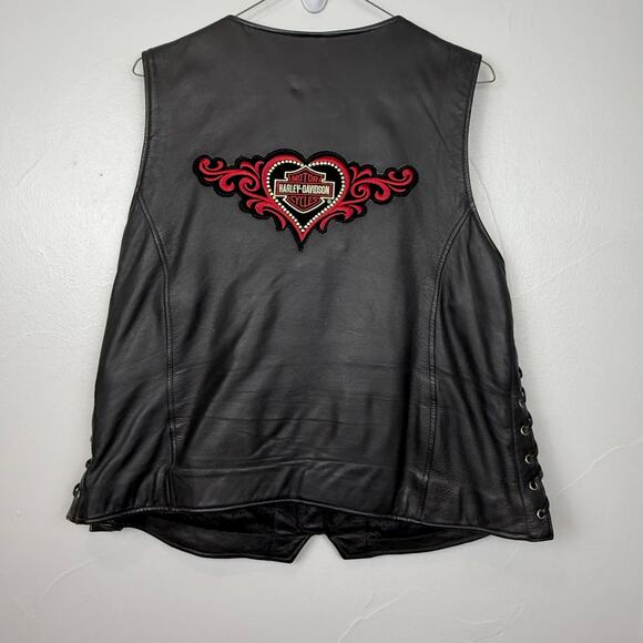 Harley-Davidson Women’s Leather Vest XL w/ Collectible Pins Lined - Picture 3 of 11